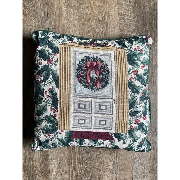 Unbranded Other - Christmas Tapestry Trow Pillow needlepoint 16" Pre-owned